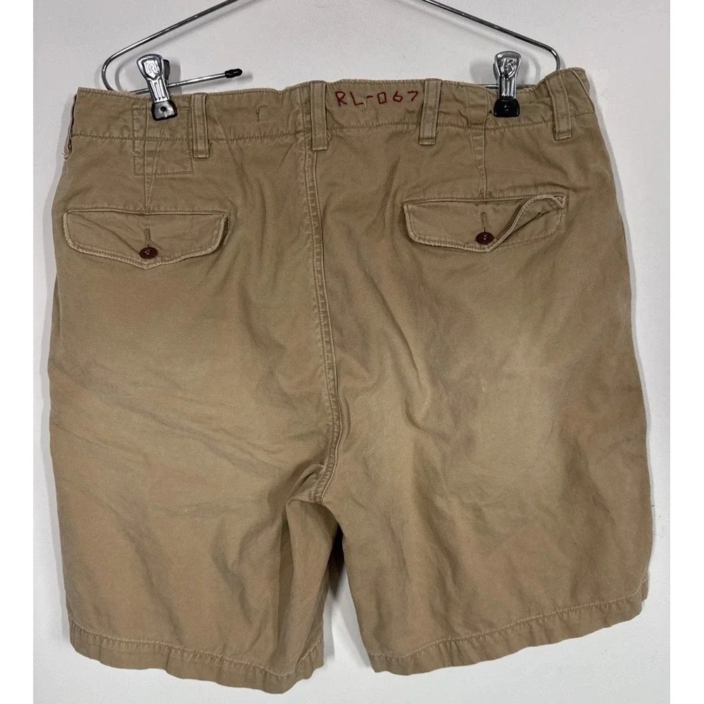 VTG Polo Ralph Lauren Men's‎ Flat Front Chino Shorts Size 34 Embroidered RL 067